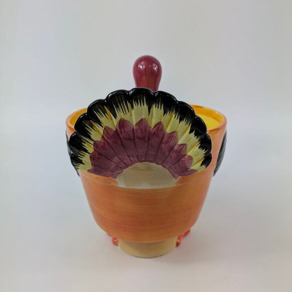 Lotus Ceramic Turkey Planter Vtg 98 Authentic Handcrafted Thanksgiving Pot Gift - Picture 4 of 10